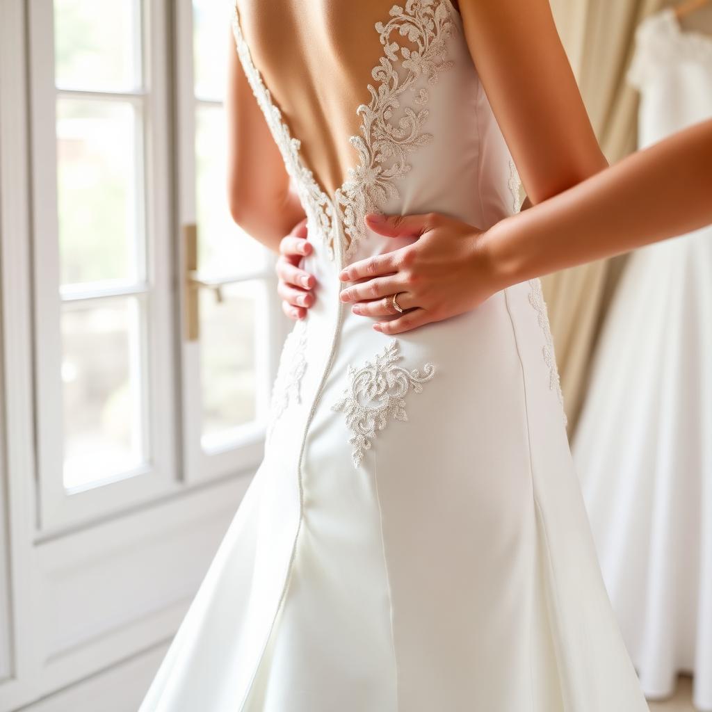 Brautkleid-Anpassung mit Spitzendetails